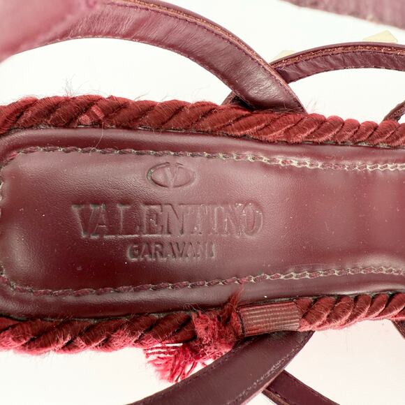 VALENTINO GARAVANI Torchon Rockstud Wedge Sandal EU 39 US 9 Red Pink Platform - Picture 9 of 11